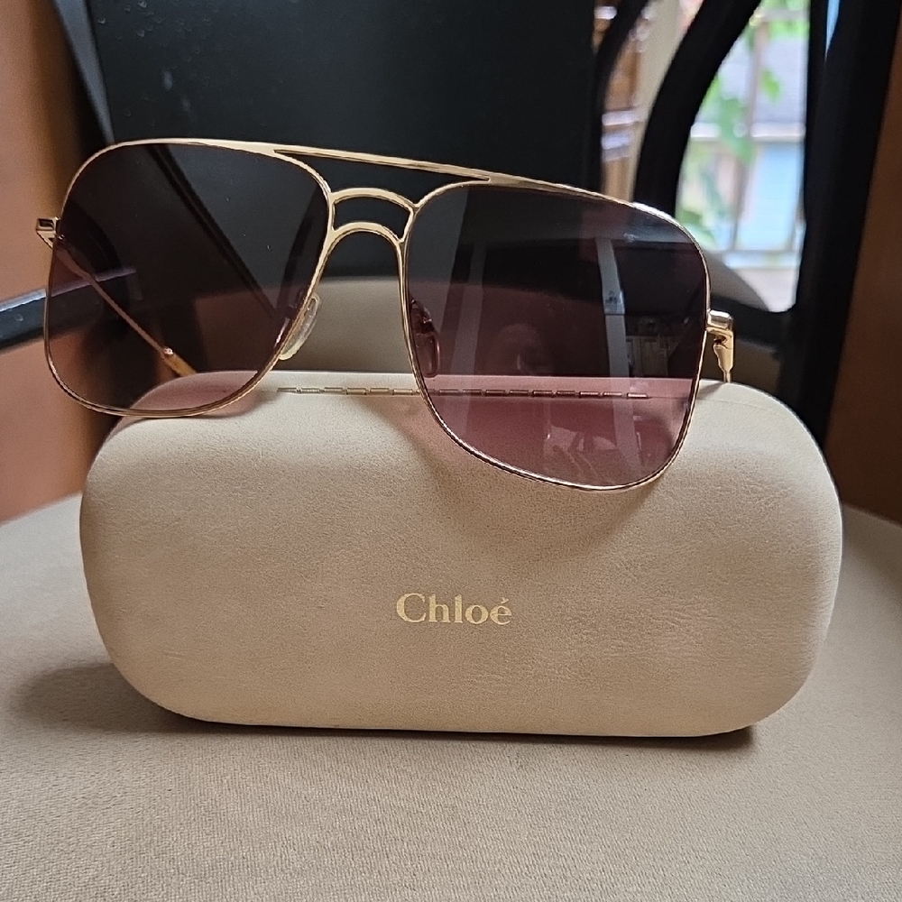 Chloe Gold Aviator Sunglasses